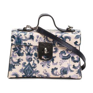 PATRICIA NASH Leather Carisbrooke Satchel With Twist Closure And Shoulder Strap